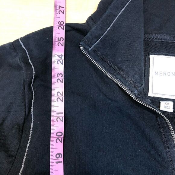Merona zip up light weight black jogging Jacket Black xxl - Picture 3 of 5